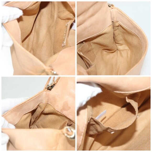 Jimmy Choo Studs Shoulder Bag Leather Beige Gold Auth - Picture 14 of 15